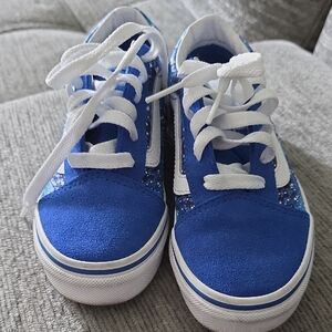 Vans Old Skool Paint Splatter Blue Suede Canvas Sneakers - Size 12.5